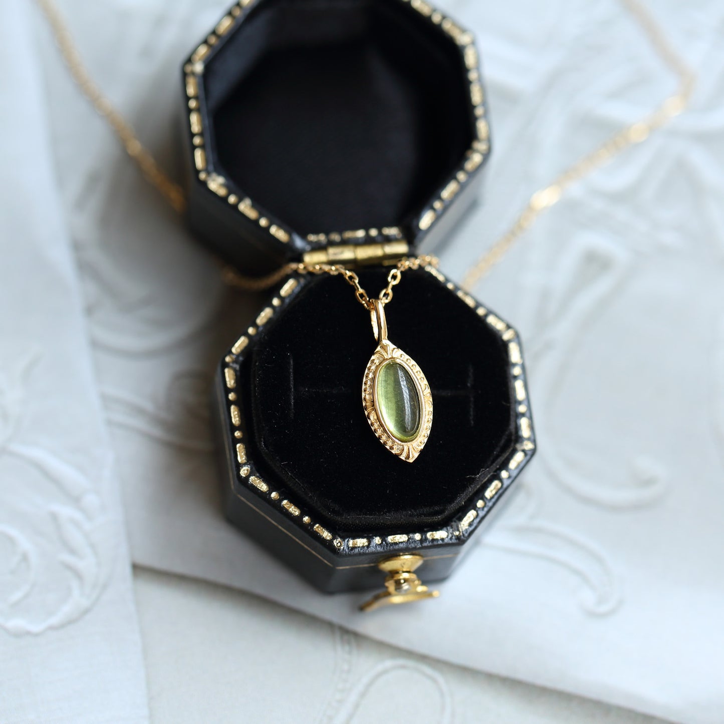 925 Sterling Silver Olivine 10k gold necklace