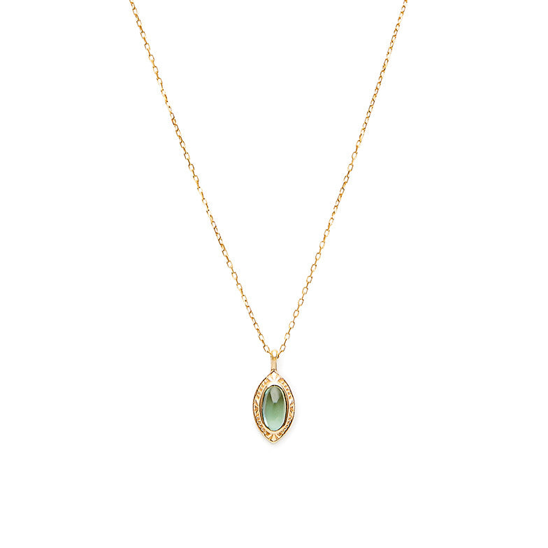 925 Sterling Silver Olivine 10k gold necklace