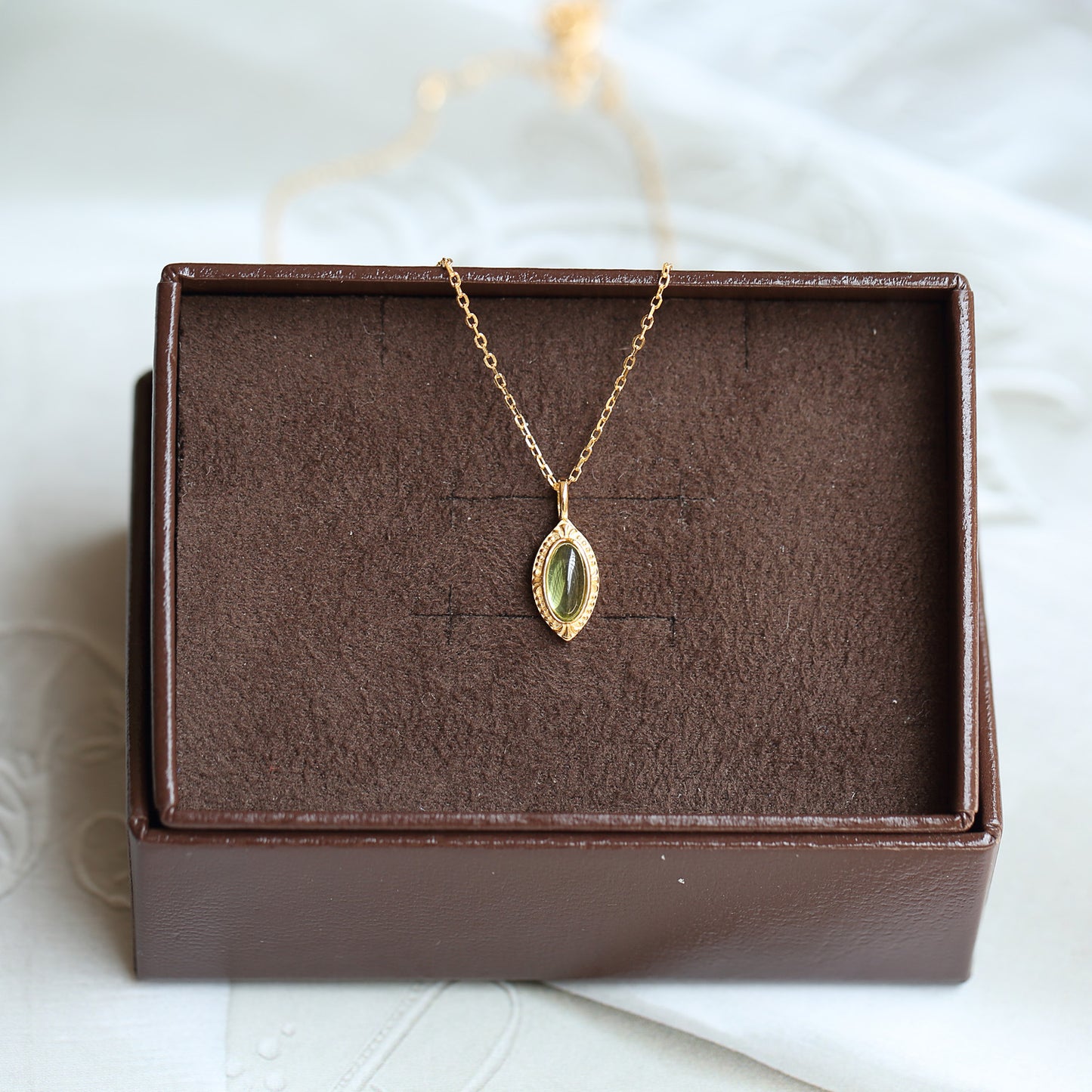 925 Sterling Silver Olivine 10k gold necklace