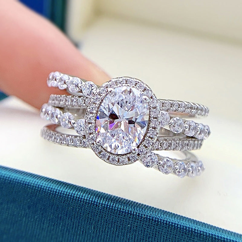 925 Sterling Silver High carbon diamond ring