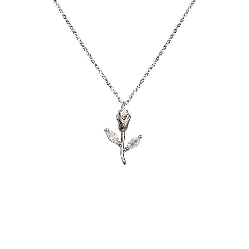 925 Sterling Silver Rose necklace