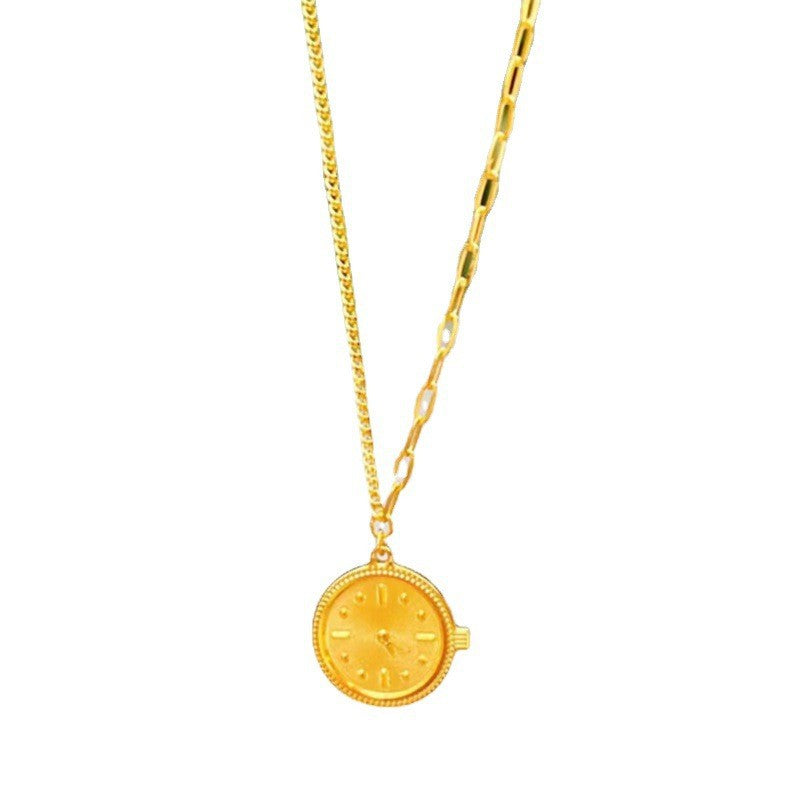 925 Sterling Silver Clock necklace