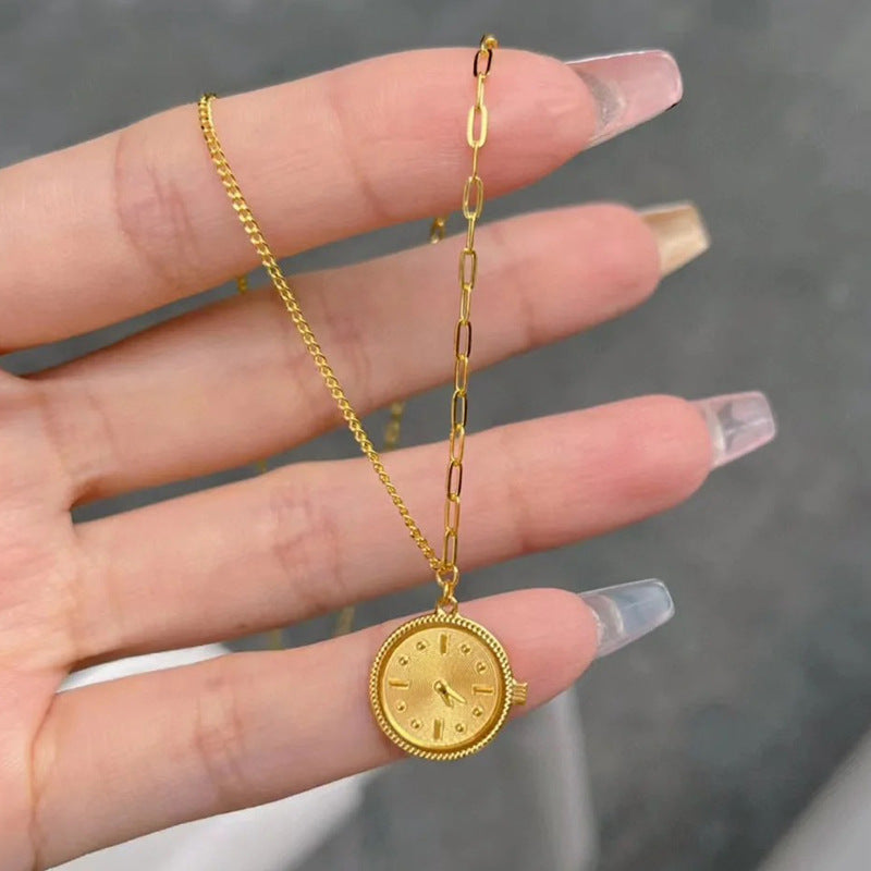 925 Sterling Silver Clock necklace
