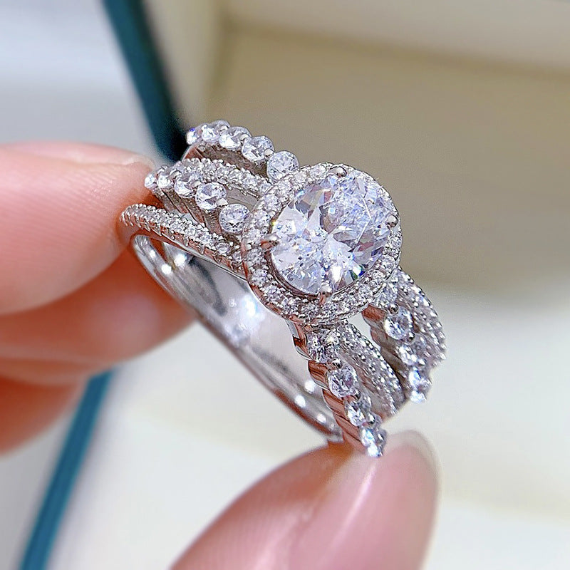 925 Sterling Silver High carbon diamond ring