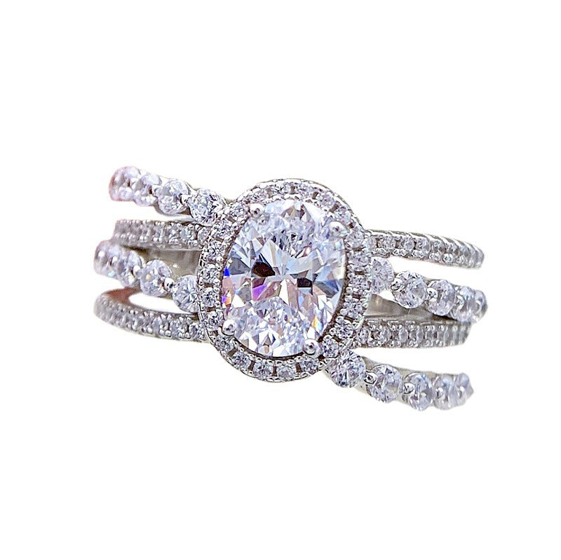 925 Sterling Silver High carbon diamond ring