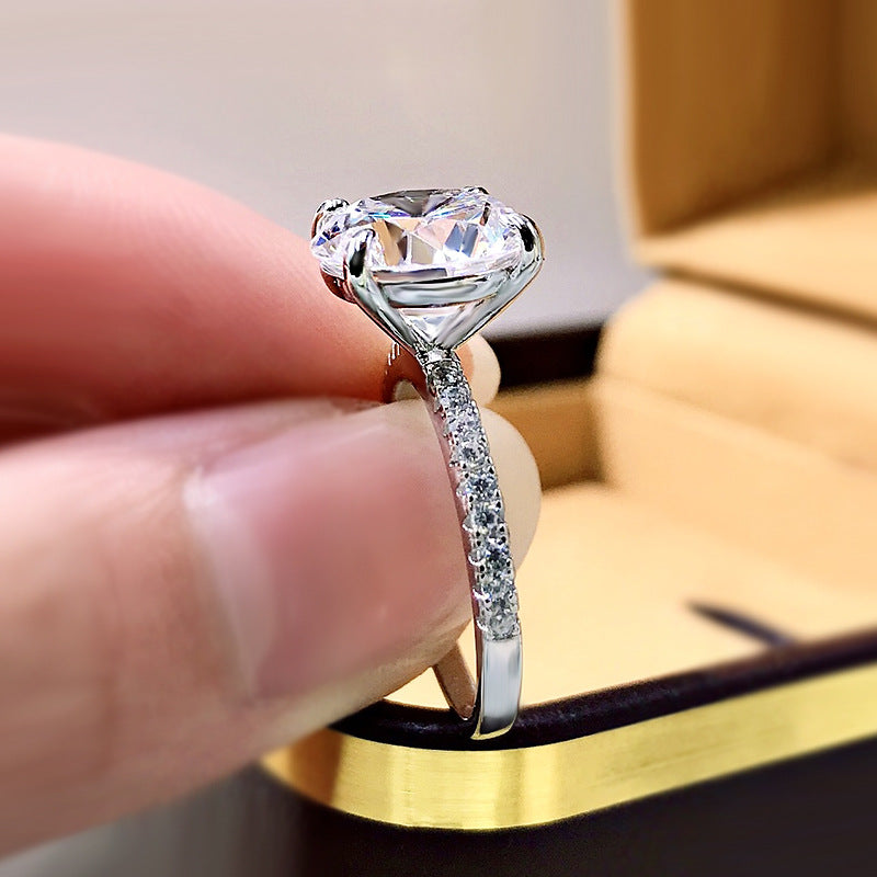 925 Sterling Silver Four claw Mosan ring