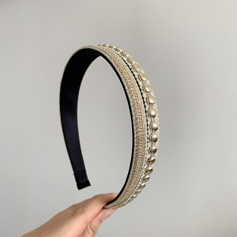 Free shipping Studded gold thread beaded headband