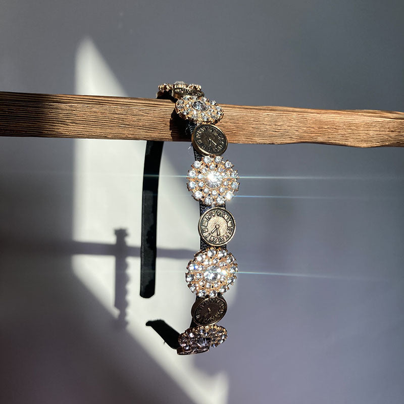 Free shipping Baroque watch rhinestone head hoop