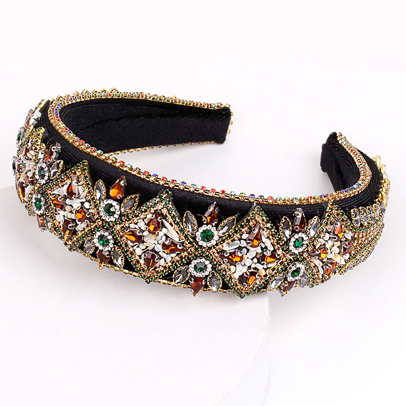 Free Shipping Vintage Baroque Sponge Rhinestone Hoop
