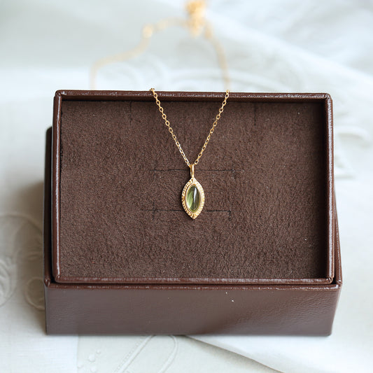 925 Sterling Silver Olivine 10k gold necklace