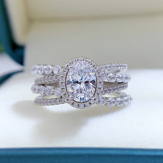 925 Sterling Silver High carbon diamond ring