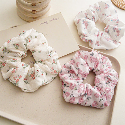 Original designer's floral fabric scrunchie