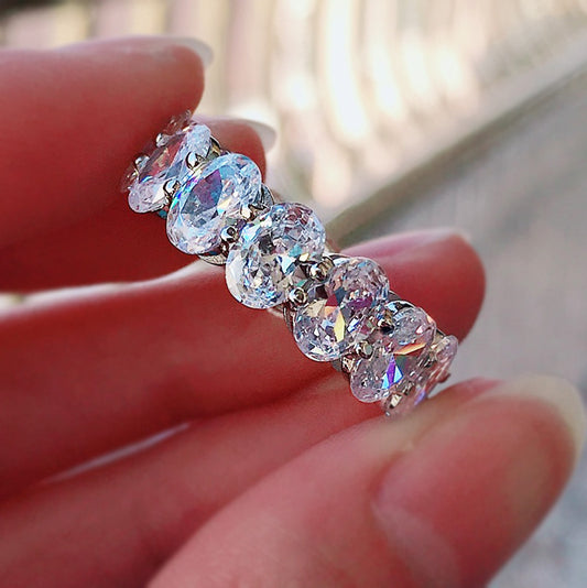 925 Sterling Silver Pigeon egg diamond ring