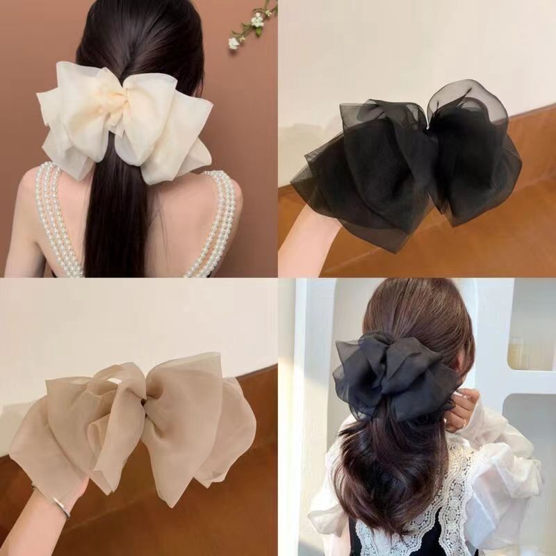 Chiffon bow spring clip