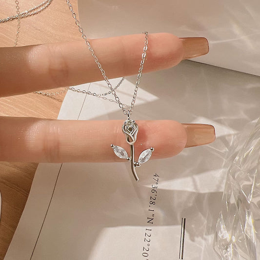 925 Sterling Silver Rose necklace