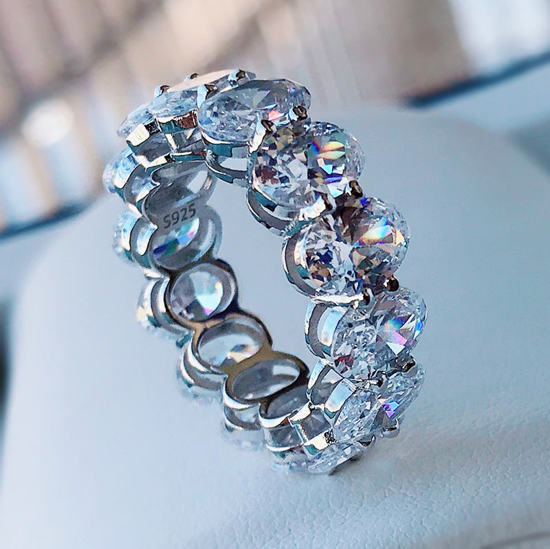 925 Sterling Silver Pigeon egg diamond ring