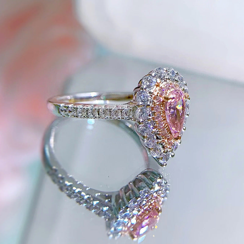 925 Sterling Silver Pear-shaped drop ring