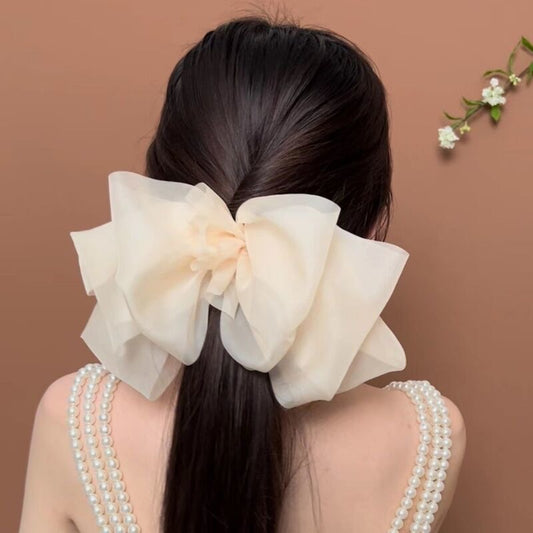 Chiffon bow spring clip