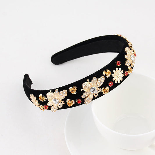 Free shipping Baroque rhinestone bee headband