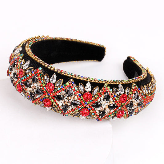 Free Shipping Vintage Baroque Sponge Rhinestone Hoop