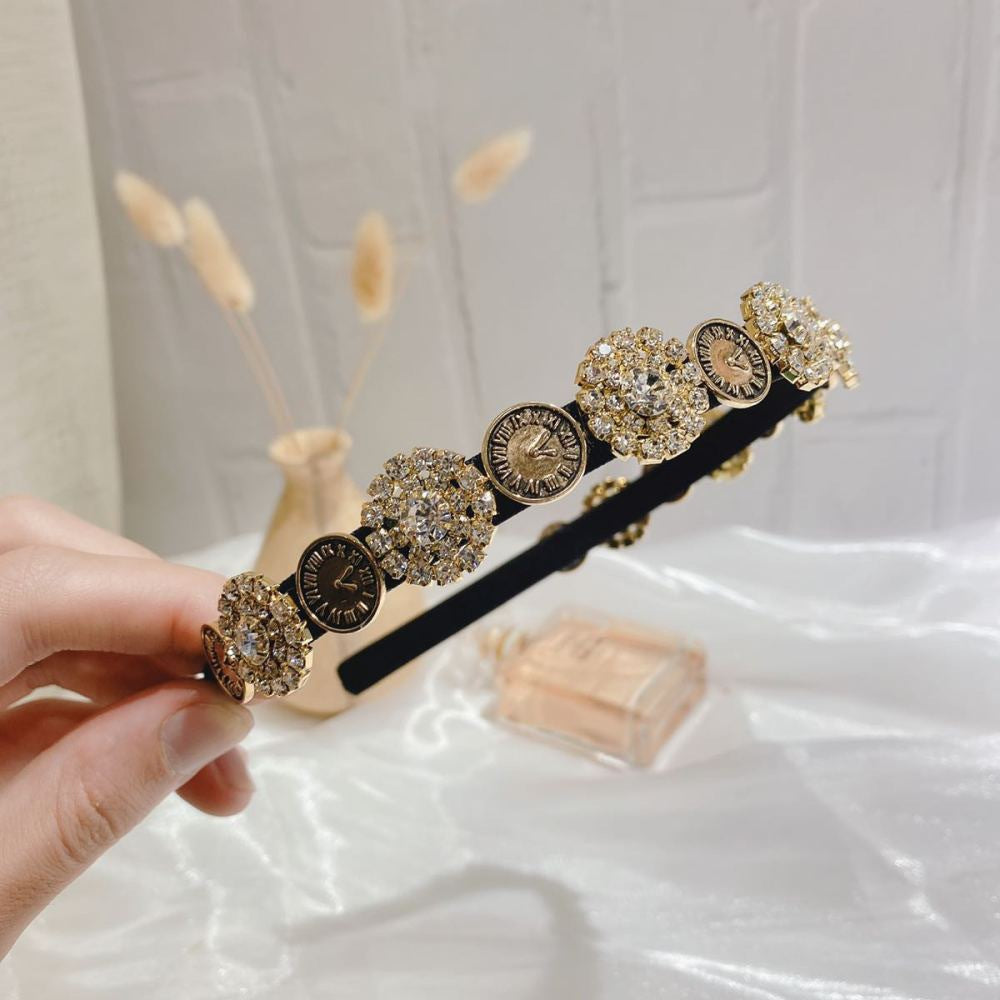 Free shipping Baroque watch rhinestone head hoop